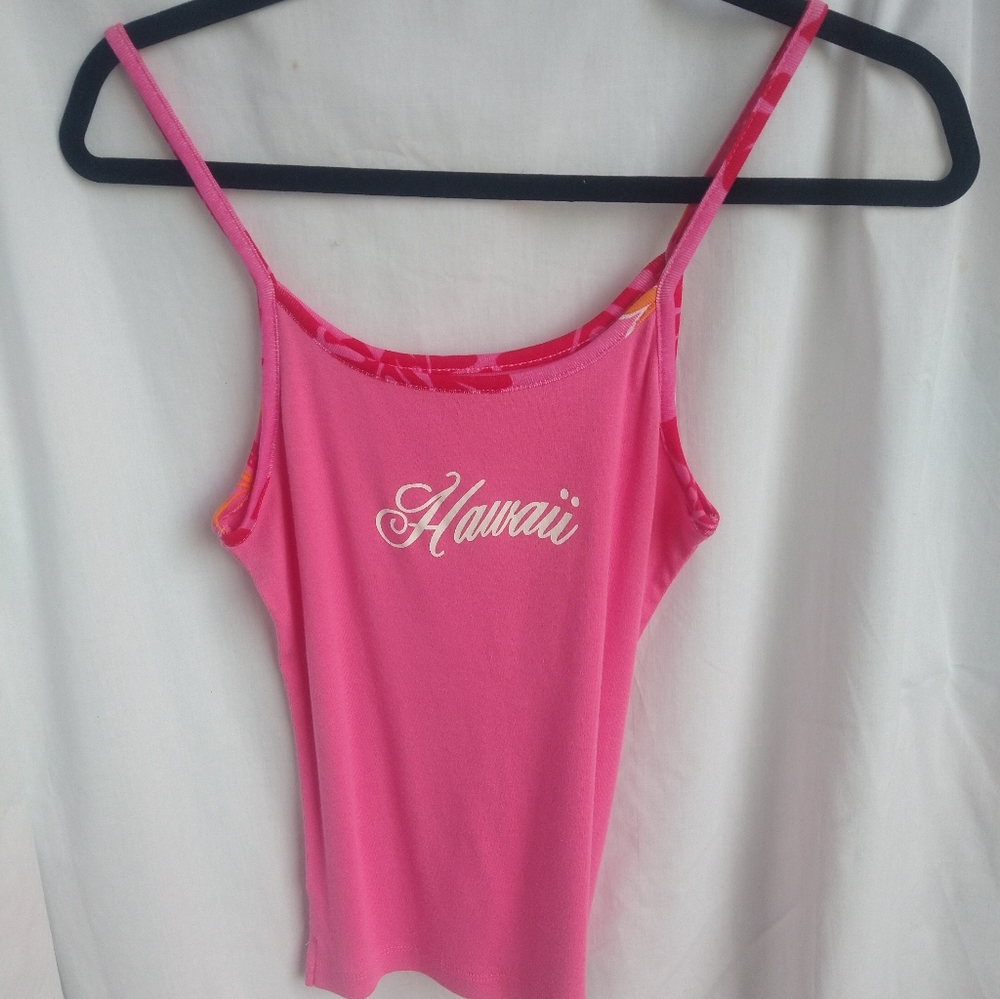 "Island Design Collection" pink spaghetti strap/tank w/ Hawaii written on front